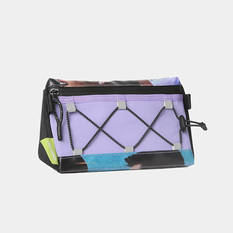 Mirror-Zoo-Upcycled-Billboard-RPET-Triangle-Shaped-Reflective-Handlebar-Bag-In-Violet-Purple