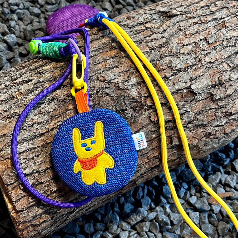 Sapphire-Blue-MiniZoo-KEKETOO-Bunny-Embroidery-Muliti-Use-Round-Pouch-With-Yellow-Clip-And-Detachable-Rope-Strap